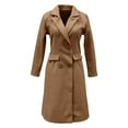 thumbnail image 5 of Women Elegant Double Wool Blend Pea Coat Notch Lapel Color: Khaki Size: L, 5 of 5