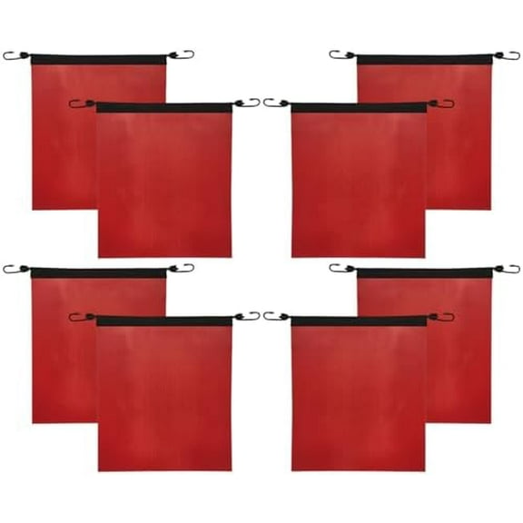 8 Pack Oversize Load Sign Safety Flags For Trucks Red 18" Safety Flags with Bungee Hooks - Heavy Duty Mesh