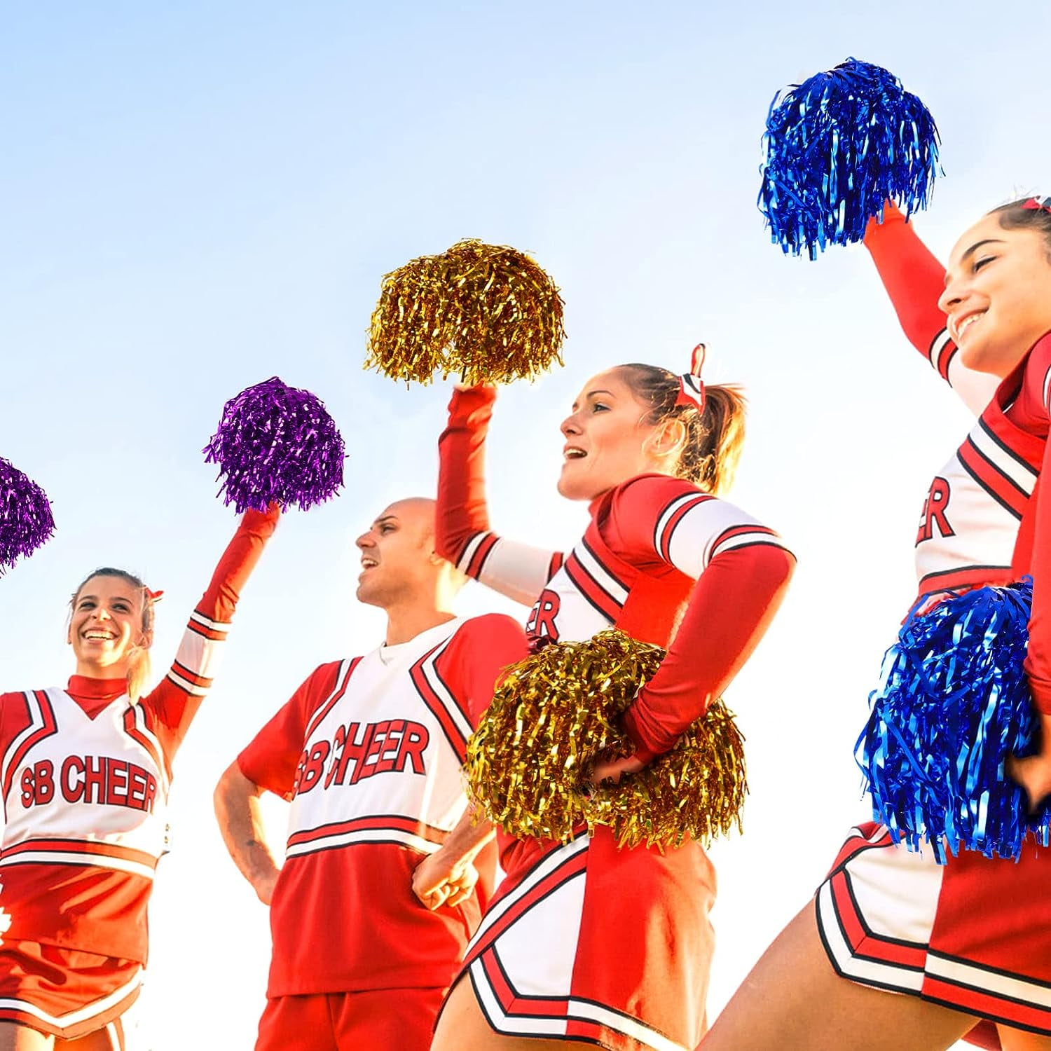 LINLIN 14Pcs Cheerleading Pom Poms Hand Flowers Cheerleader Pompoms Pom Sports Team Cheering Ball for Dance Fancy Dress Night Party