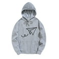 thumbnail image 2 of Mens Sweatshirts Hoodies Paper Plane Print Hoodies Long Sleeve Pocket Hooded Blouse (Gray, XXL), 2 of 3