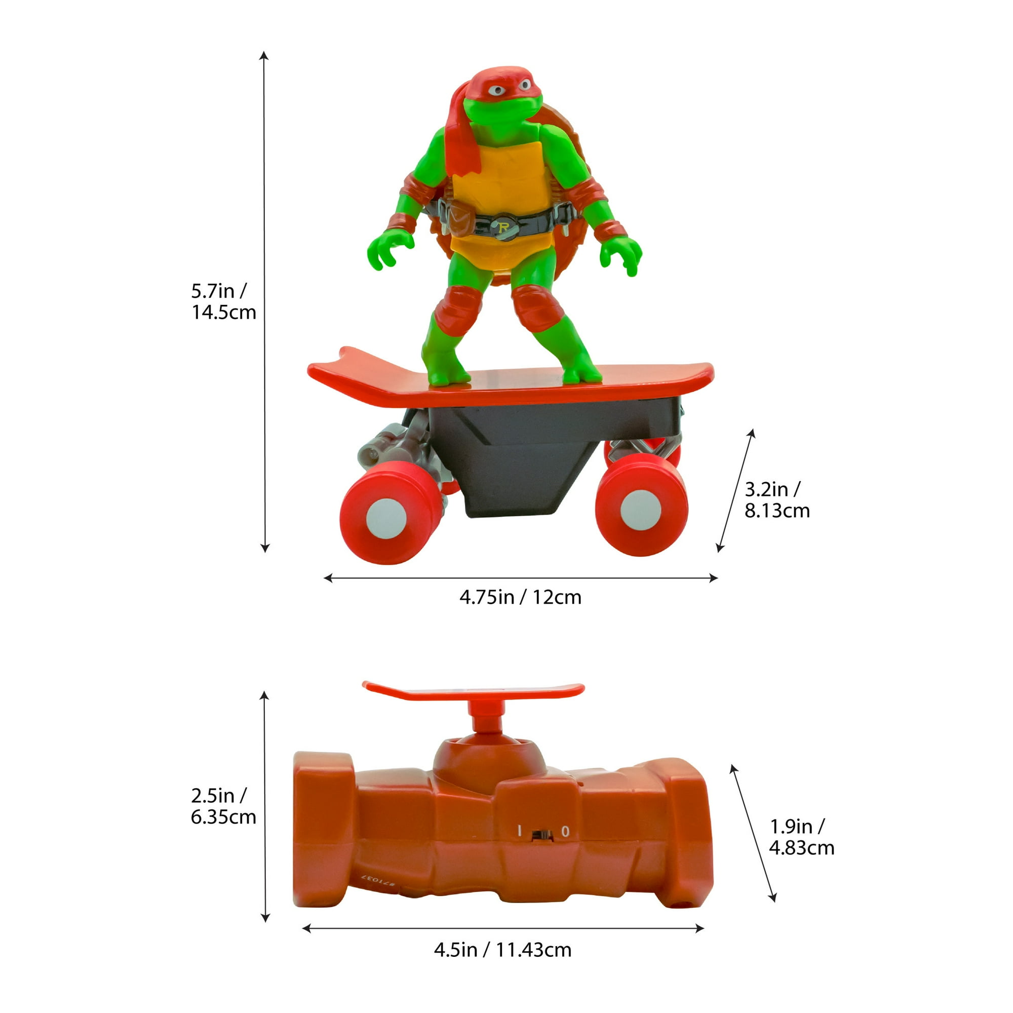 TMNT Raphael Half Pipe RC Vehicle 2.4GHz Remote Control Skateboard