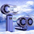 thumbnail image 4 of Ventilador Portátil de Mano con Carga USB, Doble Ventilador, Pantalla Digital, Batería Recargable, Color Azul ., 4 of 5