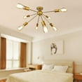 thumbnail image 2 of 8-Light Sputnik Chandelier Brushed Brass Semi Flush Mount Ceiling Light Modern Pendant Light, 2 of 4