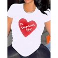 thumbnail image 1 of Women's Short Sleeve T-Shirt 'Valentines Day' Heart Print, Round Neck Fashion Casual Loose Soft Short Sleeve Sports Top Valentine's Day Gift For Her, 1 of 5