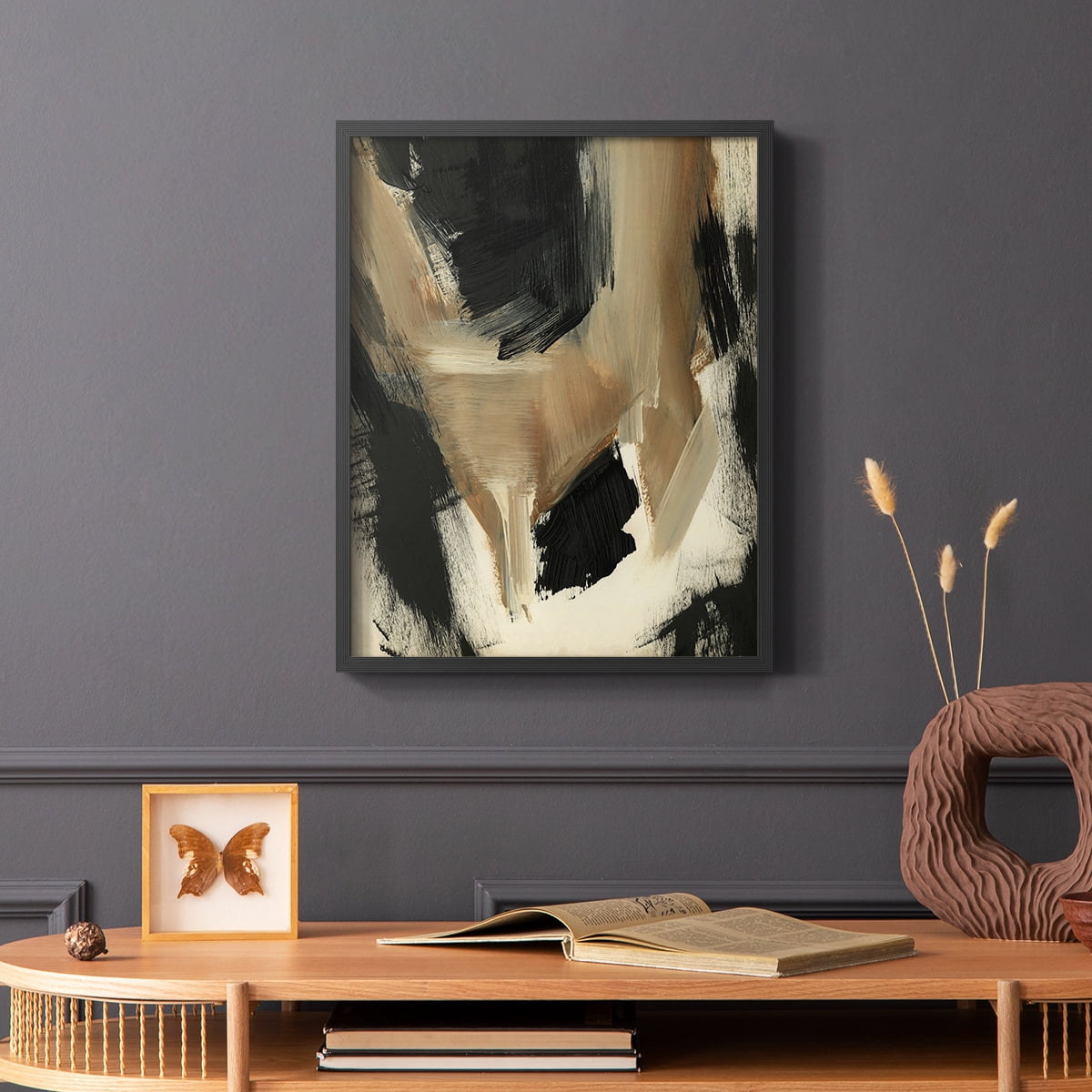 Baked Paintstrokes II Framed Print in Black Solid Wood Framed Print No Nail Hanging