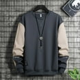 thumbnail image 3 of Men's Casual Paneled Contrast Color Long Sleeve Crew Neck Sweatshirt, 3 of 8