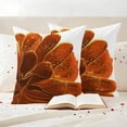 thumbnail image 3 of Burnt Orange Outdoor Waterproof Pillow Covers, Sparkle Gold Stained Floral Flower Art Decorative Square Throw Pillowcase Sofa Cushion Sham for Patio/Couch/Chair, 16"x16" 2 Pack, 3 of 8