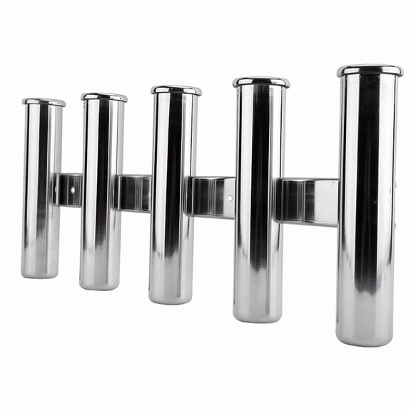 Marine 316 Stainless Steel Fishing Rod Holder, 5-Tube Rack with Mirror Finish for Boat and Yacht
