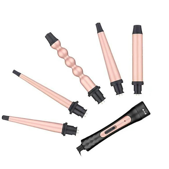 5-in-1 Interchangeable Curling Iron Wand Set with LED Display - 11 Temp Settings, Tourmaline Ceramic Barrels, 0.6 to 1.25 Inch - Perfect for Wavy/Air Ban Hair