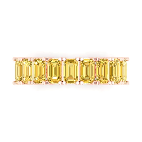 2.61 ctw Wedding Band for Women - 18K Rose Gold Natural Citrine Stackable Eternity Ring