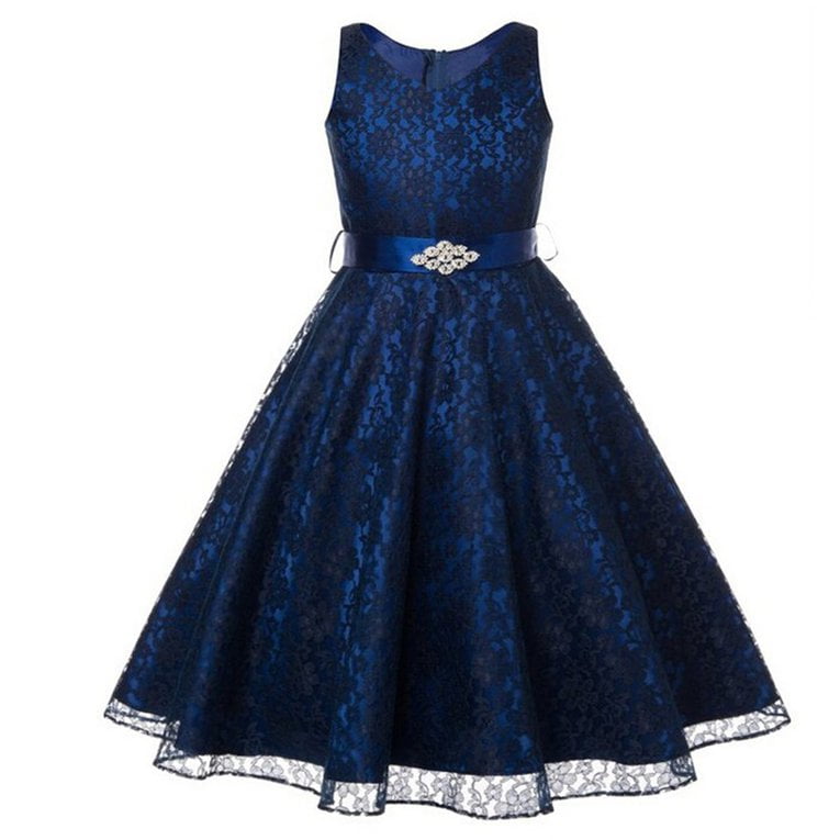 Girls blue lace dress sales
