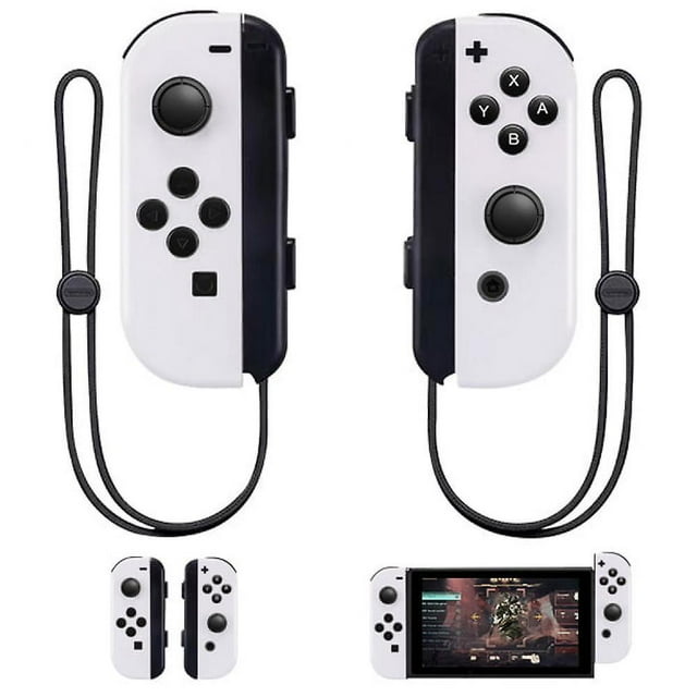 For Joypad (l/r) for Nintendo Switch Controller - Left and Right Wireless Remote Controller with Wrist Strap (White)