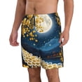 thumbnail image 2 of KLL Moonlit Golden Tree Peacock Men's Casual Summer Beach Shorts Hawaiian Shorts with Pockets-Large, 2 of 5