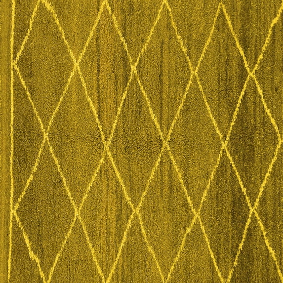 Ahgly Company Indoor Square Abstract Yellow Modern Area Rugs, 7' Square