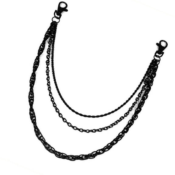 Stylish Personality Wallet Chain Multi Rings Black Chain Ornament For Men Enhancing Rock And Punk Styles Outfits