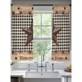 thumbnail image 2 of Texas Star Plaid Sheer Curtains 72 Inch Length 2 Panels Set, Semi Transparent Voile Rod Pocket Curtains for Living Dining Room Bedroom Drapes Farmhouse Black Brown Texas Vintage, 2 of 6