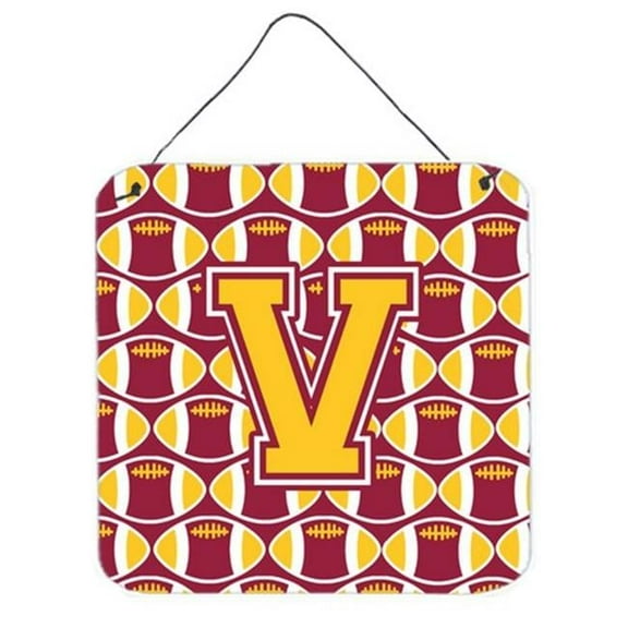 Letter V Football Maroon & Gold Wall or Door Hanging Prints