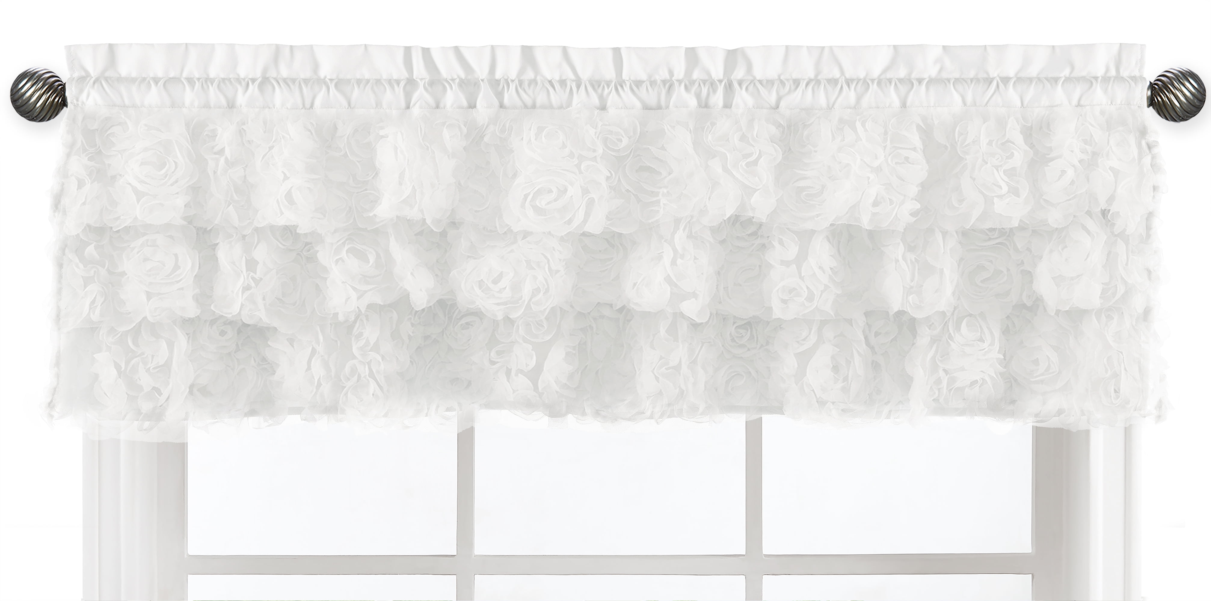 Rose White 54' Tiered Window Valance by Sweet Jojo Designs