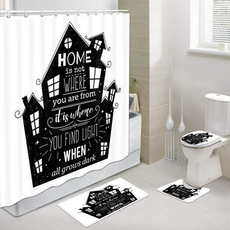 Home Sweet Home Fabric Shower Curtain Set with Bathroom Toilet Pad Cover Bath Mat, Funny Motivational Quotes Inspirational Words A House Blessing within This House for Family Shower Mats Bath Rug | Home Sweet Home Fabric Shower Curtain Set with Bathroom Toilet Pad Cover Bath Mat, Funny Motivational Quotes Inspirational Words A House Blessing within This House for Family Shower Mats Bath Rug |