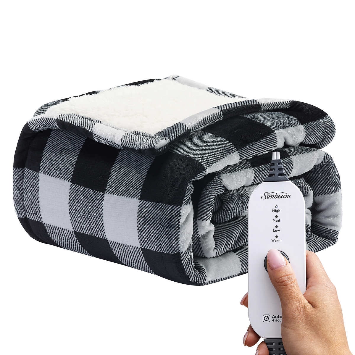 Sunbeam Northern Luxe Sherpa Heated Throw 50 x 60 Black Walmart