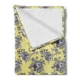 thumbnail image 2 of Floral Soft Flannel Fleece Throw Blanket, Classic Retro Design Bouquet Buds Petals Leaf Blossoming Pastel, Cozy Plush for Indoor and Outdoor Use, 50" x 60", Pale Yellow and Dark Purple, by Ambesonne, 2 of 5