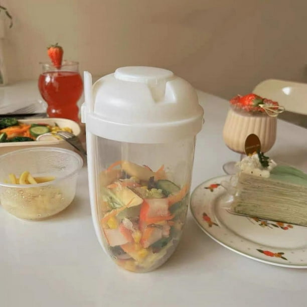 Fresh Salad Cup Set with Fork and Dressing Cup,Fruit Container with Lid,Food Storage Containers