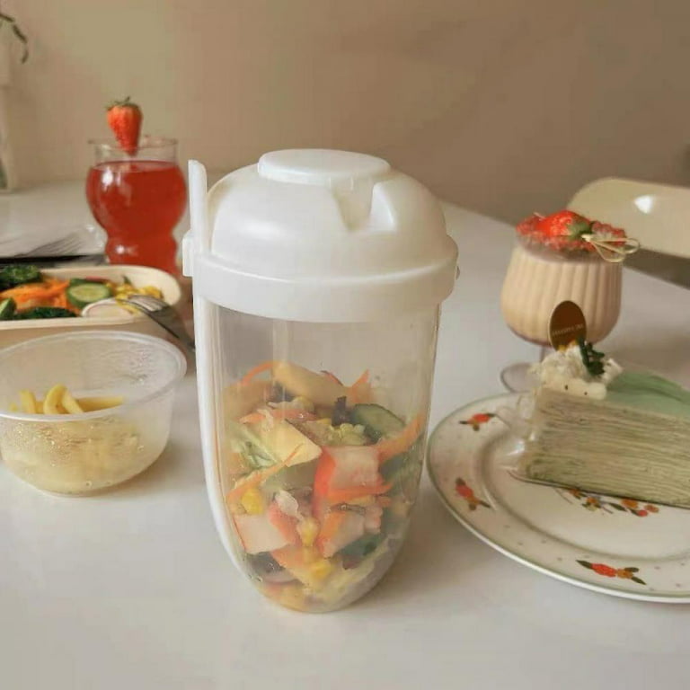 Fresh Salad Cup Set Contains Fork and Portion Cups With Lids,Lunch  Box,Yogurt Shaker Cup,Parfait Pudding Dessert Cups,1000ml/33.8 fl.oz