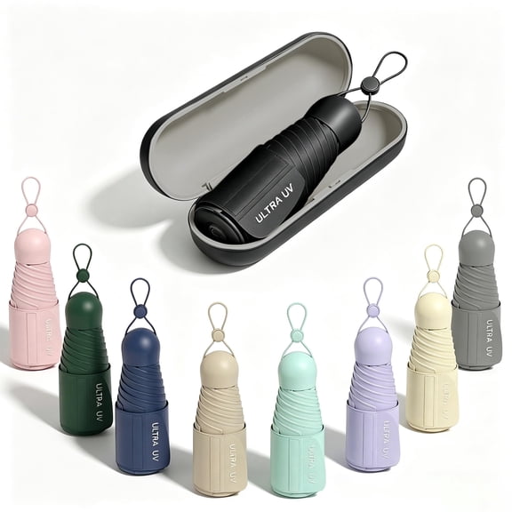 Small Compact Mini Travel Umbrella with Case - Collapsible Pocket Size for Purse, UPF 50 UV Sun Protection & Rain, Lightweight Portable Packable Tiny Micro Umbrella for Women Kids Men