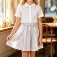 thumbnail image 6 of YUANxueke Girls Metallic Sequin Skater Skirts, Shiny Stage Performance Pleated Skirts, Fashion School Elastic Waist Skirts, 6 of 6