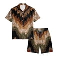 thumbnail image 6 of Mens Short Sleeve 2 Piece Sets Retro Texture Print Button Down Casual Summer Beach Vacation Shirt and Shorts Outfit, 6 of 6