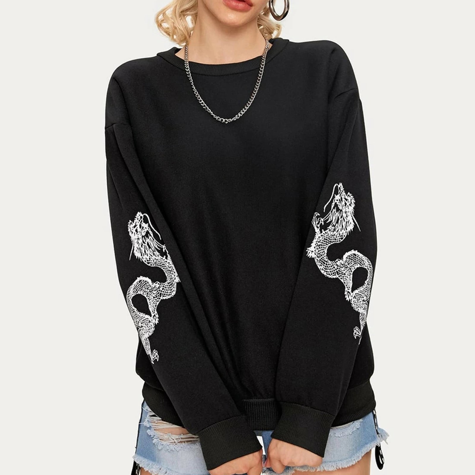 Long Sleeve Printed Sweater Tops 