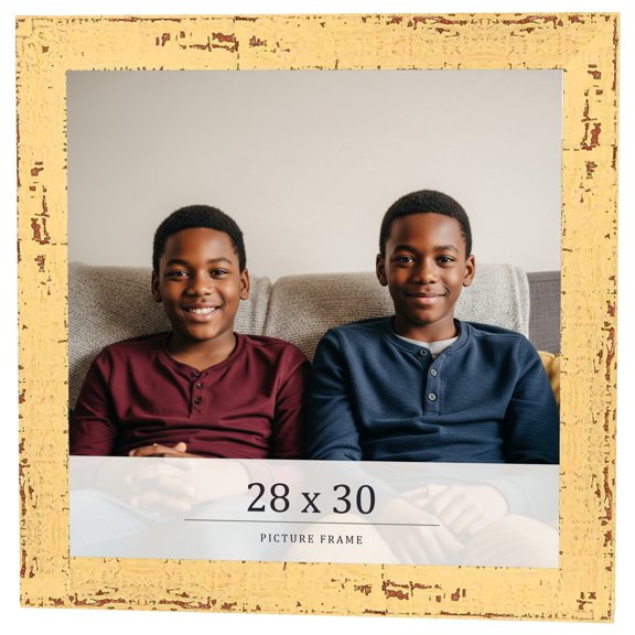 28x30 Frame Yellow Real Wood Picture Frame Width 1.25 inches | Interior Frame Depth 0.5 inches |