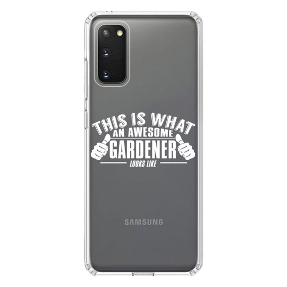 DistinctInk Clear Shockproof Hybrid Case for Galaxy S20 ULTRA / 5G (6.9" Screen) - TPU Bumper Acrylic Back Tempered Glass Screen Protector - This is What an Awesome Gardener Looks Like