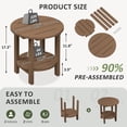 thumbnail image 3 of SERWALL Round Outdoor Side Tables Set of 2, All Weather Use Double Layer Patio Side Table, HDPE Adirondack End Table for Patio, Garden, Deck - Brown, 3 of 7