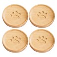 thumbnail image 2 of 4pcs Roudn Wood Coasters Coffee Mug Wood Mat Table Placemat Cute Paw Pattern Mug Coasters, 2 of 9