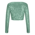 thumbnail image 5 of Sequin Crop Tops for Women Long Sleeve Crewneck Glitter Tshirt Y2K Teen Girls Cute Sparkle Blouse Tees for Party Club, 5 of 6
