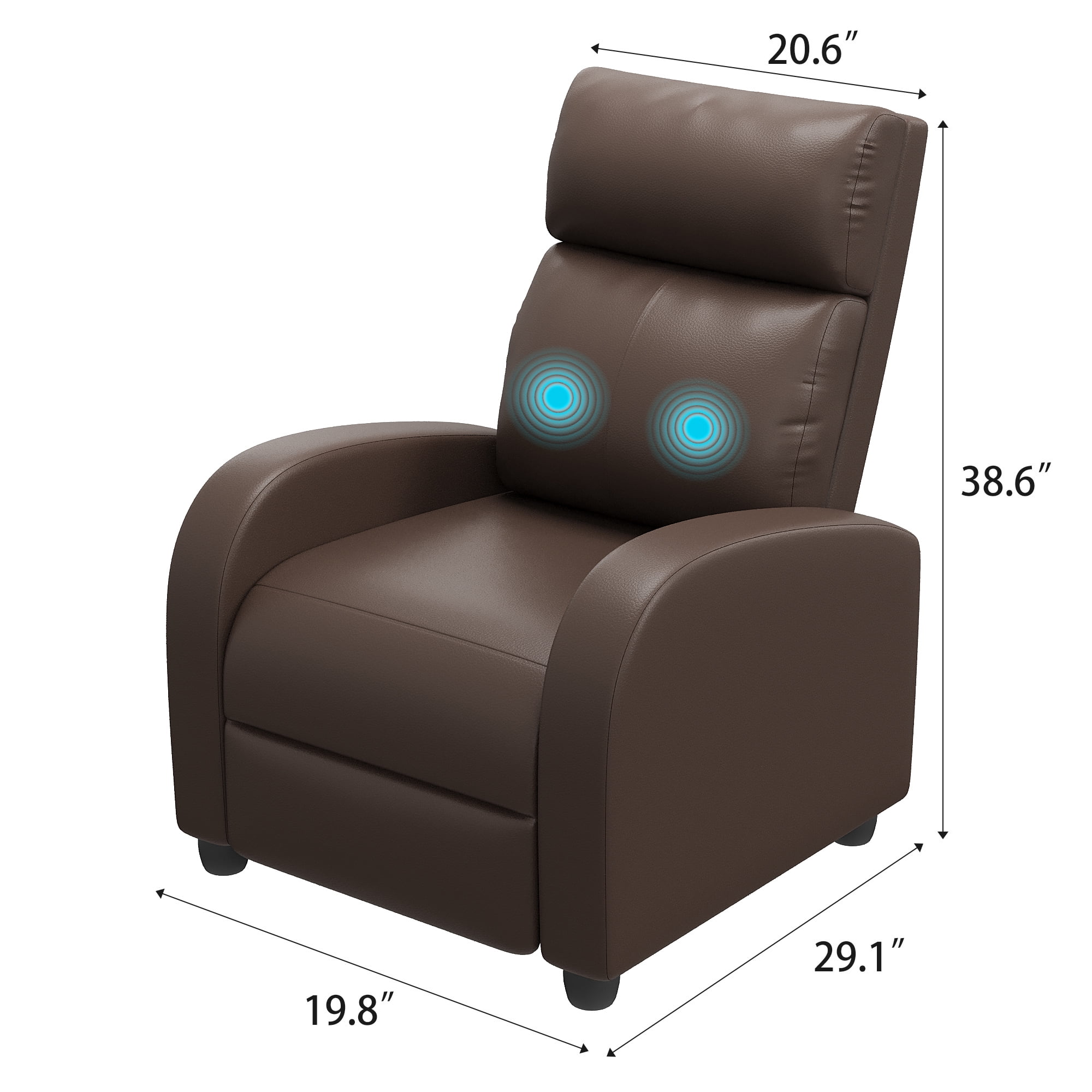 Vineego Massage Recliner Chair with Remote Control Single Sofa with PU Leather Space-Saving Design for Living Room & Bedroom