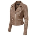thumbnail image 4 of Made by Olivia Women's Long Sleeve Zipper Closure Moto Biker Faux Leather Jacket, 4 of 7