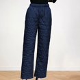 thumbnail image 2 of UYISJ Womens Winter Warm Down Trousers Cotton Tapered Wide Leg Pants Quilted Snow Ski Pants Thermal Puffer Trousers with Pockets Navy XL, 2 of 4