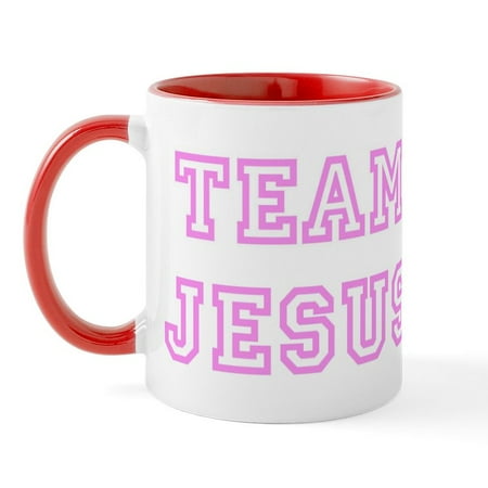 

CafePress - Pink Team Jesus Mug - 11 oz Ceramic Mug - Novelty Coffee Tea Cup