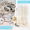 thumbnail image 3 of Eco-Friendly PS Rotating Jewelry Organizer with 24 Hanging Hooks for 72 Necklaces, Built-in Ring Tray for 12 Rings, Transparent Multi-Layer Display Stand with 15.2x8.5x32cm Dimensions, Ideal for, 3 of 6