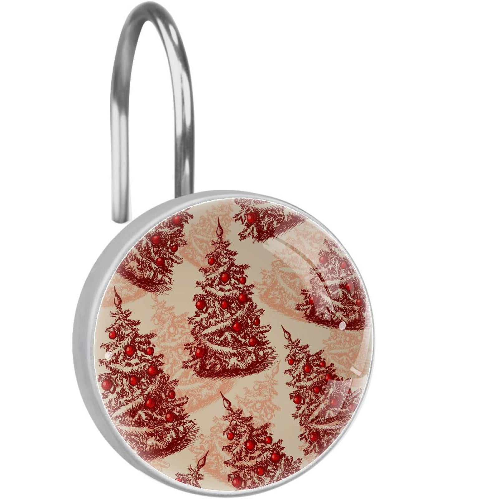 Christmas Shower Curtain Hooks（Set of 12）for Home Hotel Shower Rods