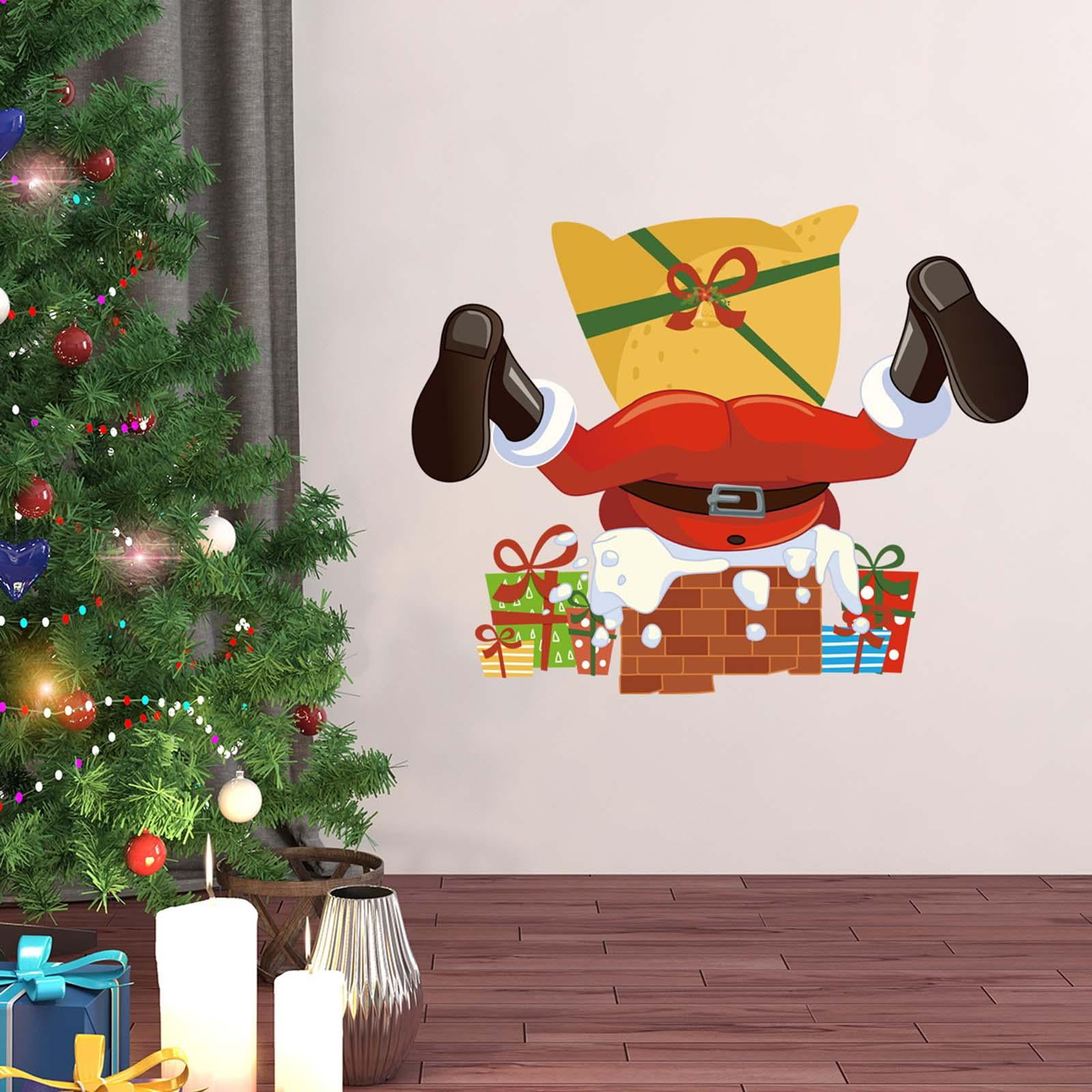 Santa Wall Stickers Wall Art Decor Holiday Ornaments for Christmas Wall