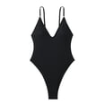 thumbnail image 6 of Yuanlong Womens One Piece Swimsuits Solid Color Backless High Cut Cheeky Mid Coverage Elegant Bathing Suit Swimwear, 6 of 7