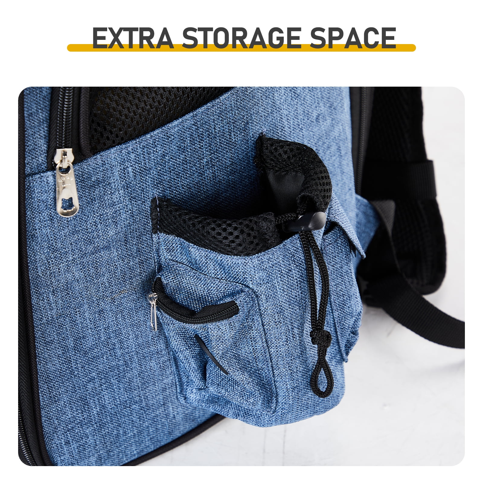 Expandable Pet Carrier Backpack for Cats and Small Dogs, Airline Approved Travel Backpack with Breathable Mesh, Holds up to 26 lbs, Denim Blue