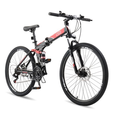 Folding 21 Speeds MTB 26" Mountain Bike Cycling Trail Road Bicycle Black