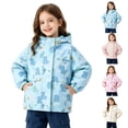 thumbnail image 2 of CPNG Toddler Baby Girls Hooded Jacket Full Zip Waterproof Windproof Windbreaker Coat with Cute Print Kids Lightweight Outdoor Jacket, 2 of 5