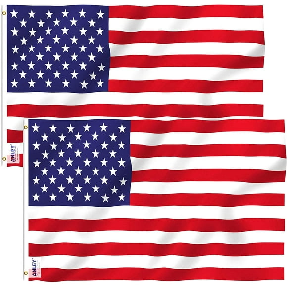 Anley Fly Breeze 3x5 Foot American US Polyester Flag - USA Flags 3 X 5 Feet (Pack of 2)
