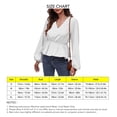 thumbnail image 4 of Blusa Cuello En V Puff Manga Larga Cintura Adelgazante Color Puro Tops De Moda Para Mujer, 4 of 5