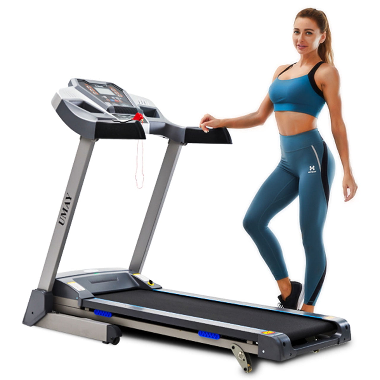 UMAY 2.25HP Folding Treadmill with 3 Manual Incline, 12 Preset Programs